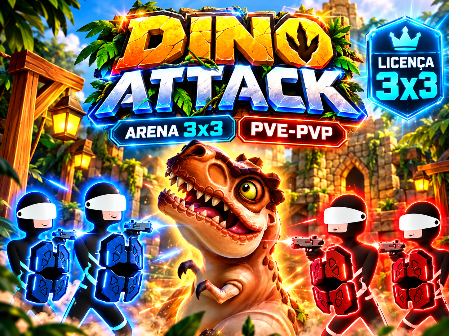 Arte ilustrativa do cenário Dino Attack
